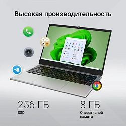 Ноутбук Digma EVE C4801 N-series N100 8Gb SSD256Gb Intel UHD Graphics 14" IPS FHD (1920x1080) Windows 11 Pro silver WiFi BT Cam 5900mAh (DN14N1-8CXW01)