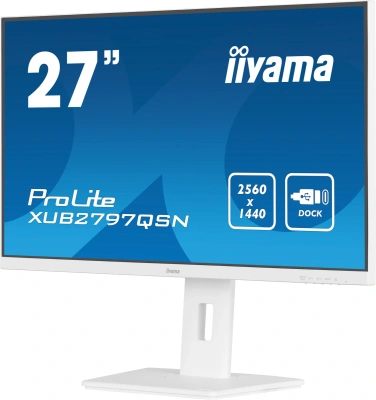 Монитор Iiyama 27" ProLite XUB2797QSN-W2 белый IPS LED 1ms 16:9 HDMI M/M матовая HAS Piv 1300:1 300cd 178гр/178гр 2560x1440 100Hz DP Quad HD 2K (1440p) USB 6.1кг