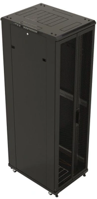 Шкаф серверный Hyperline (TTBR-4262-DD-RAL9004) напольный 42U 600x1200мм пер.дв.перфор.2ств. 2 бок.пан. задн.дв.перфор.2-хст. 800кг черный 1110мм 2055мм IP20 сталь
