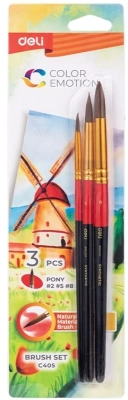 Набор кистей Deli EC405 пони круг. (наб.3шт) пони круг.№2,5,8