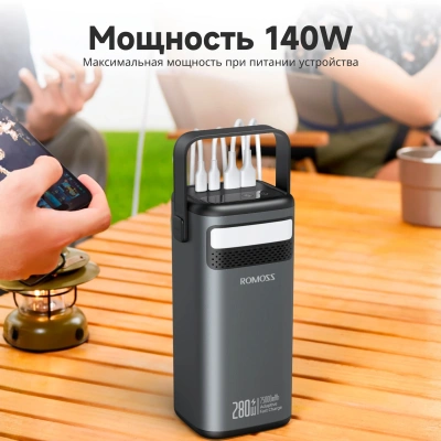 Мобильный аккумулятор Romoss PMT75 75000mAh QC3.0/PD3.0 280W 5A 2xUSB-A/2xUSB-C черный (1746779)