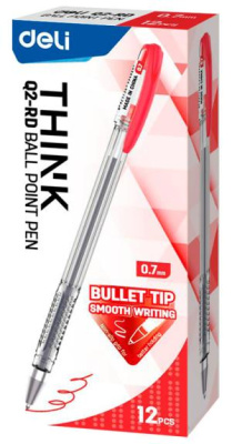 Ручка шариков. Deli Think EQ2-RD прозрачный/красный d=0.7мм красн. черн. (1шт)
