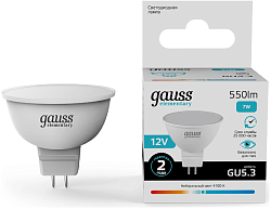 Лампа светодиодная Gauss Elementary 7Вт цок.:GU5.3 софит 12B св.свеч.бел.нейт. (упак.:10шт) (11527)