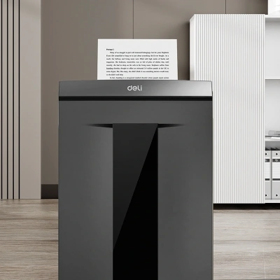 Шредер Deli Laro-H ET098 серый (секр.P-7) фрагменты 8лист. 30лтр. скрепки скобы пл.карты CD