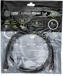 Кабель аудио-видео Cactus CS-HDMI.1.4-2 HDMI (m)/HDMI (m) 2м. позолоч.конт. черный
