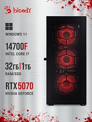 ПК Bloody BD-PC CB76T2 TWR i7 14700F (2.1) 32Gb SSD1Tb RTX5070 12Gb Windows 11 Home 64 GbitEth 650W черный (RUS) (2141987)