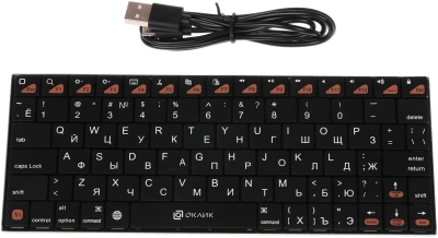 Клавиатура Оклик 840S черный USB беспроводная BT slim (754787)
