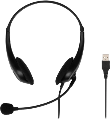 Наушники с микрофоном Оклик HS-M300 черный/серый 1.8м накладные оголовье (1876323)