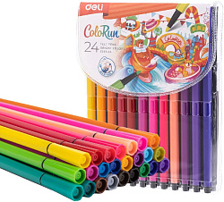 Фломастеры Deli EC157-24 ColoRun 24цв. пакет с европодвесом