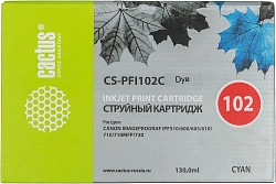 Картридж струйный Cactus CS-PFI102C PFI-102 C синий (130мл) для Canon IP iPF500/iPF600/iPF700/ MFP M40/iPF765/LP17/LP24 с чипом