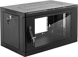 Шкаф коммутационный ЦМО (ШРН-6.650-9005) настенный 6U 600x650мм пер.дв.стекл 200кг черный 600мм 14кг 180град. 346мм IP20 металл