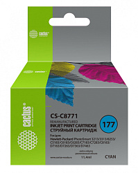 Картридж струйный Cactus CS-C8771 №177 голубой (11.4мл) для HP PS 3213/3313/8253/C5183/C6183/C6283/C7183/C7283/C8183/D7163/D7263/D7363/D7463 с чипом
