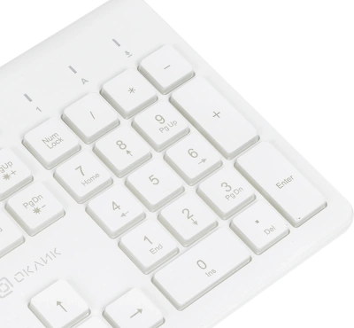 Клавиатура Оклик 490ML белый USB slim Multimedia LED