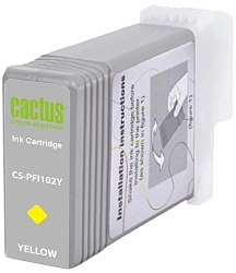 Картридж струйный Cactus CS-PFI102Y PFI-102 Y желтый (130мл) для Canon IP iPF500/iPF600/iPF700/MFP M40/iPF765/LP17/LP24 с чипом