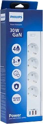 Сетевой фильтр Philips CHP8246WB/51 3м (4 розетки) белый (коробка)