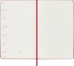 Еженедельник Moleskine ACADEMIC WKNT Large 130х210мм датир.18мес 208стр. красный
