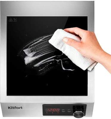 Плита Индукционная Kitfort КТ-142 серебристый/черный стеклокерамика (настольная)