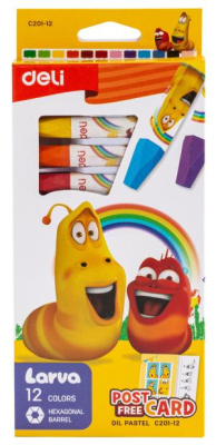 Масляная пастель Deli Larva EC201-12 шестигранные 12цв. картон.кор.