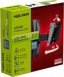Кронштейн для телевизора Holder LCDS-5063 черный 19"-32" макс.30кг настенный поворот и наклон