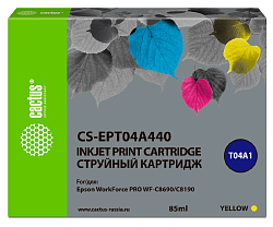 Картридж струйный Cactus CS-EPT04A440 T04A4 желт.пигм. (85мл) для Epson WorkForce Pro WF-C8190, WF-C8690 с чипом