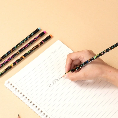 Карандаш ч/г Deli EC045-HB 2.2мм HB кругл. липа ассорти Ennovation texture ластик