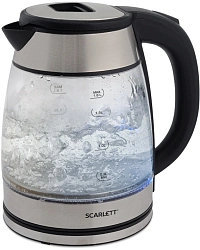 Чайник электрический Scarlett SC-EK27G40 1.8л. 1800Вт серебристый/черный корпус: стекло