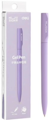 Ручка гелев. Deli Nusign (NS552VIOLET) фиолетовый d=0.5мм черн. черн. кор.карт. автом.