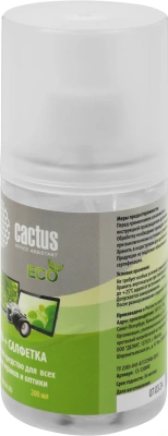 Чистящий набор (салфетка + гель) Cactus CS-S3004E для экранов и оптики 1шт 18x18см 200мл