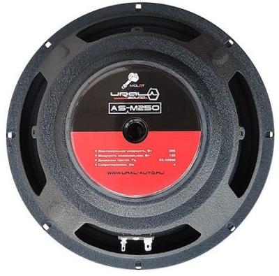 Колонки автомобильные Ural Молот АС-М250 (без решетки) 300Вт 95дБ 4Ом 25см (10дюйм) (ком.:2кол.) широкополосные однополосные