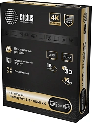 Переходник аудио-видео Cactus CS-DP-HDMI-ADR DisplayPort (m)/HDMI (f) позолоч.конт. черный