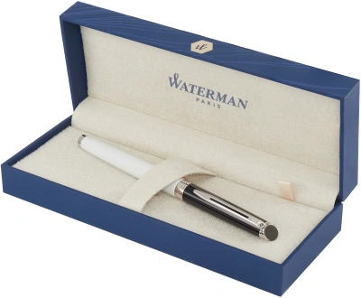 Ручка перьев. Waterman Hemisphere Colour Blocking (2202843) черн/белый F сталь нержавеющая подар.кор.