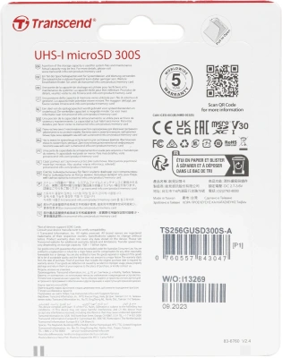 Флеш карта microSDXC 256GB Transcend TS256GUSD300S-A + adapter