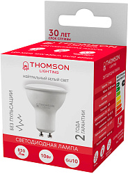 Лампа светодиодная Thomson TH-B2056 10Вт цок.:GU10 полусф. 220B св.свеч.бел.нейт. MR16 (упак.:1шт)