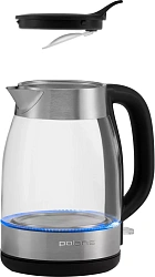 Чайник электрический Polaris PWK 1817CGL 1.8л. 2200Вт серебристый/черный корпус: нержавеющая сталь/стекло/пластик