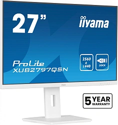 Монитор Iiyama 27" ProLite XUB2797QSN-W1 белый IPS LED 16:9 HDMI M/M матовая HAS Piv 1300:1 250cd 178гр/178гр 2560x1440 100Hz DP Quad HD 2K (1440p) USB 6.1кг
