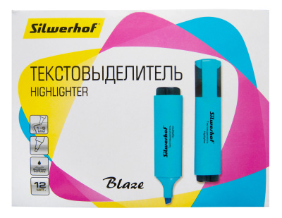 Текстовыделитель Silwerhof Blaze 108036-07 скошенный пиш. наконечник 1-5мм голубой картон