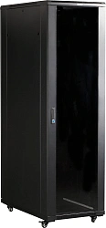 Шкаф серверный Lanmaster (TWT-CBB-47U-6X6-G1) напольный 47U 600x600мм пер.дв.стекл металл 2 бок.пан. 800кг черный