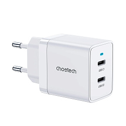 Сетевое зар./устр. Choetech Q5006-EU 40W 3A (PD) 2xUSB type-C универсальное белый (Q5006-EU-WH)