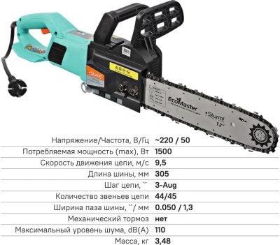 Цепная пила Sturm! CC1512LN от сети 1500Вт дл.шины:12" (30cm)