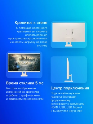 Монитор LG 27" 27SR50F-W белый IPS LED 16:9 HDMI M/M матовая 250cd 178гр/178гр 1920x1080 60Hz FHD USB 5.6кг