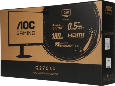 Монитор AOC 27" Q27G4X черный IPS LED 0.5ms 16:9 HDMI матовая HAS Piv 450cd 178гр/178гр 2560x1440 180Hz G-Sync FreeSync Premium DP 2K 5.29кг