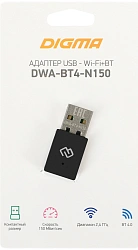 Сетевой адаптер Wi-Fi + Bluetooth Digma DWA-BT4-N150 N150 USB 2.0 (ант.внутр.) 1ант.