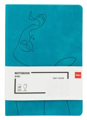 Блокнот Deli EN126LGREEN A5 210х143мм искусст. кожа 96л линейка мягкая обложка бирюзовый