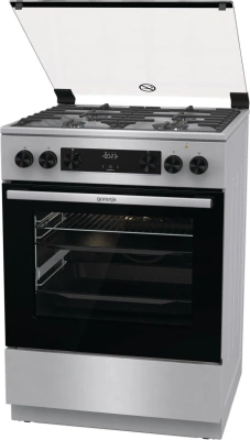 Плита Комбинированная Gorenje GKS6C70XF нержавеющая сталь (стеклянная крышка) реш.чугун