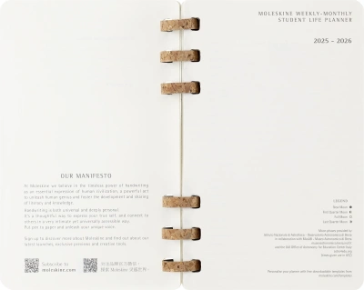 Еженедельник Moleskine ACADEMIC SPIRAL DSSPB12AMWH3 Large 150х210мм 200стр. кремовые страницы спираль черный