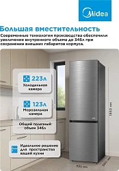 Холодильник Midea MDRB469MGF46I 2-хкамерн. нержавеющая сталь