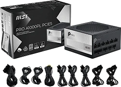 Блок питания MSI ATX 1000W Pro A1000PL 80+ platinum (20+4pin) APFC 120mm fan 6xSATA Cab Manag RTL