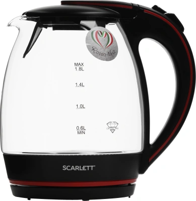 Чайник электрический Scarlett SC-EK27G71 1.8л. 2200Вт черный/красный корпус: стекло