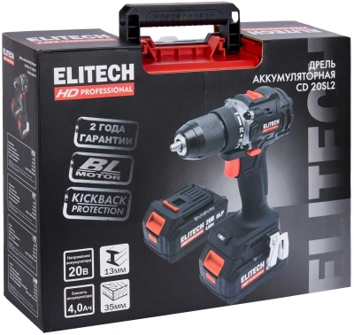 Дрель-шуруповерт Elitech CD 20SL2 (E2201.040.02) 80Вт аккум. патрон:быстрозажимной (кейс в комплекте) (205718)