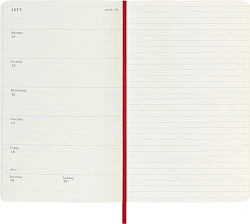 Еженедельник Moleskine ACADEMIC SOFT WKNT Large 130х210мм датир.18мес 208стр. мягкая обложка красный